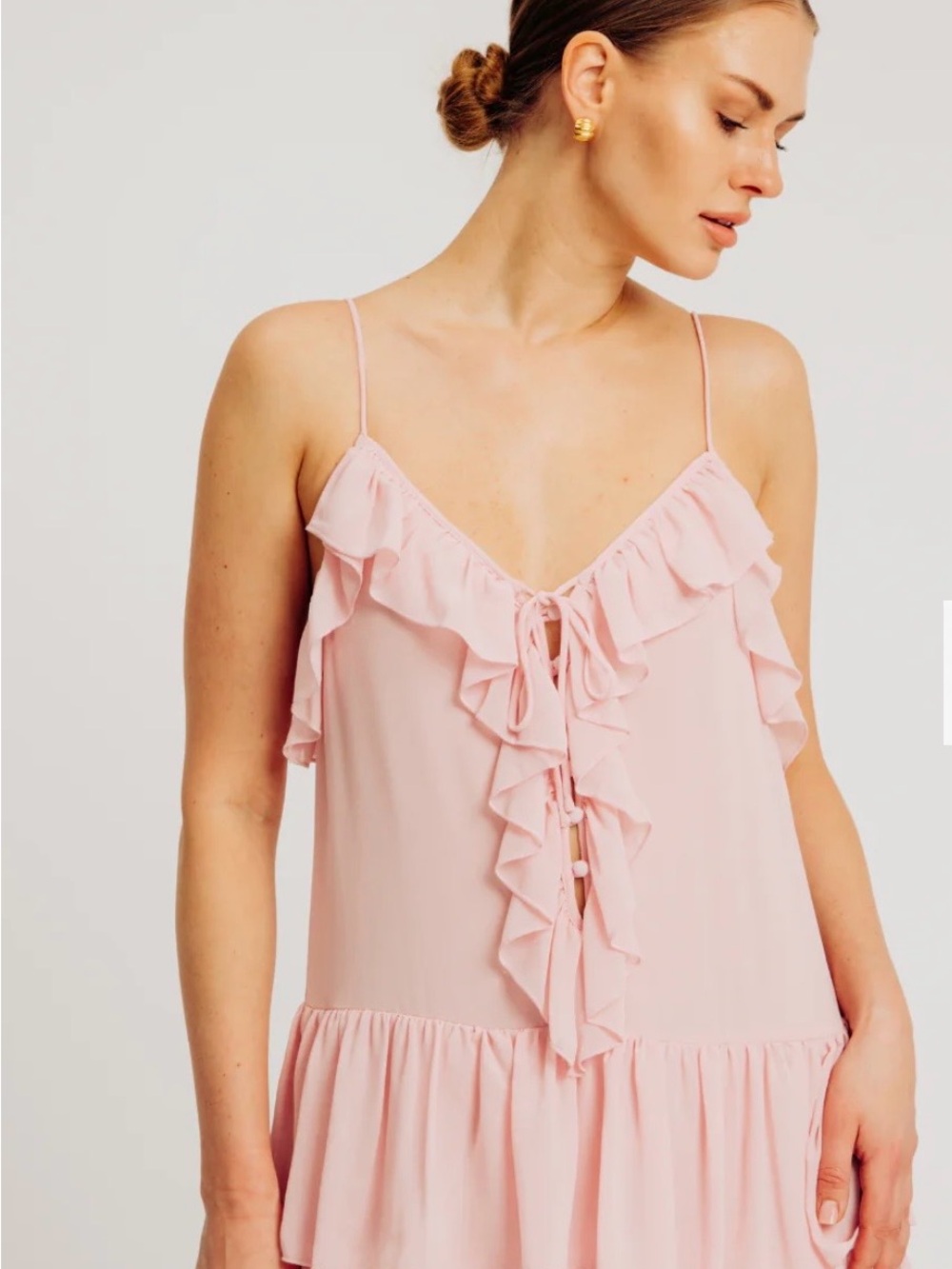 Pink Ruffle Maxi Dress - Picture 2 of 4
